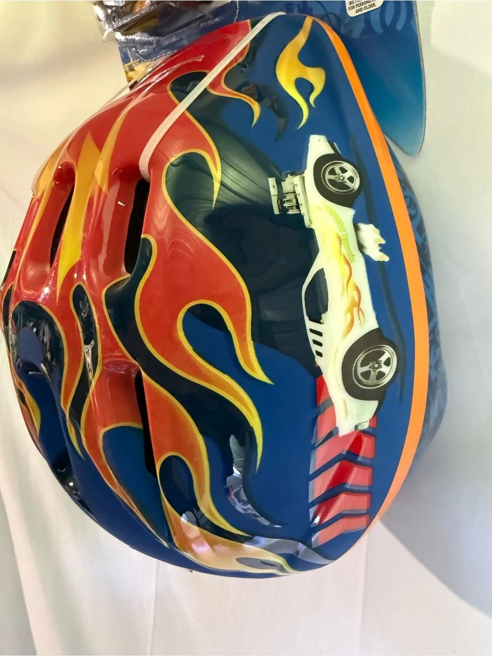 Hot Wheels Kids Helmet with Blue, Red & Yellow Flame Design